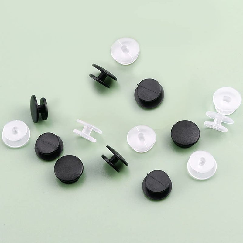 Pengxiaomei 200 PCS Buckle Plastic Button  2 Colors Shoe Charm Buttons Round Buttons DIY Shoes Charm Accessories for Kids  Wristband Charm Backs(Black  Transparent) - Image 4